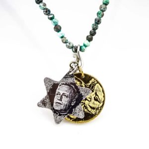 GemstoneChainGreenAgatStarSilverSmallTag28mmGold